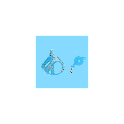 Laisse pour animaux de compagnie de type gilet, harnais pour chien chat, chaîne de marche pour chien réfléchissante et respirante，(M,bleu)
