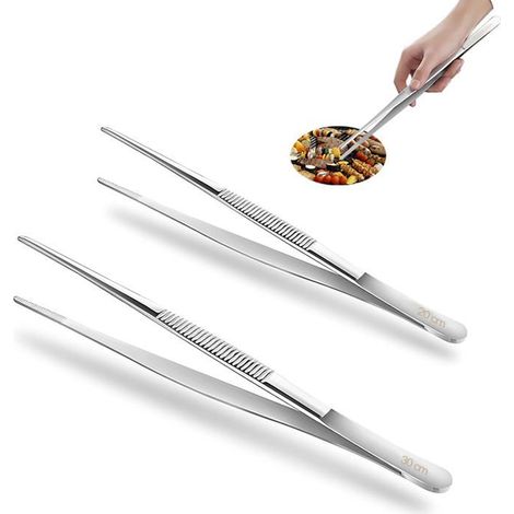 2 pinces cuisine 30 cm, pince inox professionnelle 20 cm, pince de cuisine pour griller et cuire (1/5)