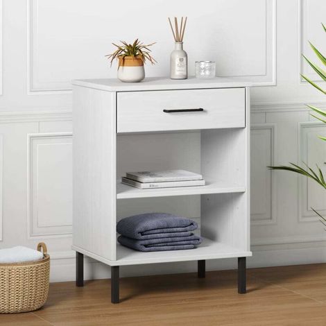 Armoire console avec pieds en métal Blanc Bois pin massif OSLO (1/5)