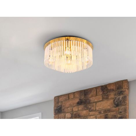Große LED Deckenleuchte mit transparenten Echtglas Stäben, Ø 50cm (1/5)