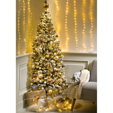 Albero di natale ad angolo bianco innevato da parete slim salvaspazio cm210 finto artificiale muro stretto (1/5)