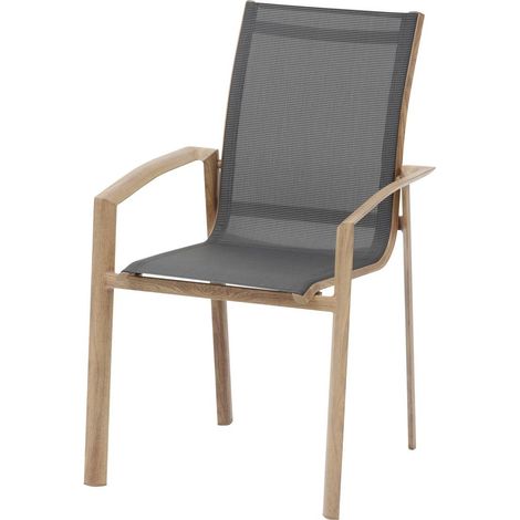 Poltrona da giardino impilabile axant in alluminio e texalina grigio pepe e miele - Hespéride