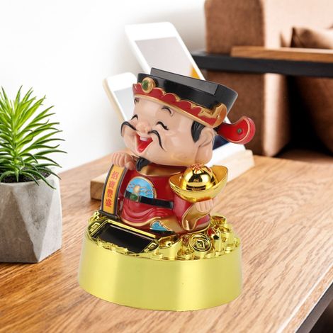 Solarbetriebene Figur [Solarbetriebene Nickfigur] Glücksgott-Feng-Shui-Armaturenbrett-Ornament ABS-Figur Chinesische Feng-Shui-Dekoration für Auto, Schreibtisch, Fenster Geschenk (1/5)