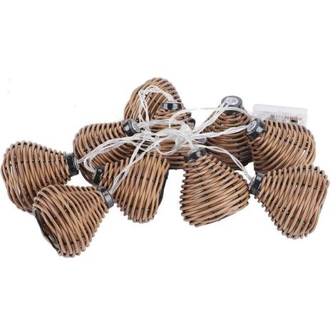 Jeffergarden Guirlande lumineuse LED en rotin, 10 pièces, boules de rotin, guirlande lumineuse féerique, décoration de mariage et de maison (1/5)