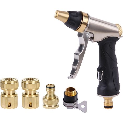Pistola de agua a alta presión para jardín con conector para grifo, para regar y limpiar el jardín. (1/5)
