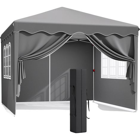 Pop-Up Pavillon, Abmessungen 3 x 3 m, Maximalhöhe 200 cm, Stahlrahmen, Grau (1/2)
