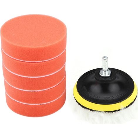 Jeffergarden Kit de tampon de polissage éponge 8 pièces 4 pouces pour polisseuse de voiture avec adaptateur (1/4)
