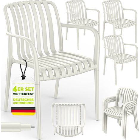 tillvex® Gartenstühle 4er Set Stapelbar Wetterfest mit Armlehne Outdoor Stühle bis 120kg belastbar Gartenstühle Outdoor Terrassenstuhl Gartenmöbel Balkon Garten Terrasse