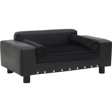 Canapé ou Lit pour chien. Sofa Noir 81 x 43 x 31 cm similicuir et Velours & Confortable (1/5)