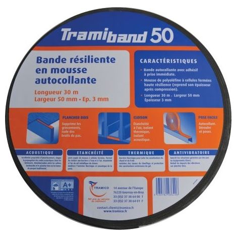 Tramico Tramiband banda de espuma acústica negra 30 m