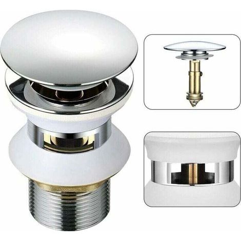 AIPERQ Universel Bonde Lavabo avec Trop-plein Pop-Up Automatique Push Open Click Clack pour Salle de Bain 1-1/4 en Laiton Chromé (1/4)