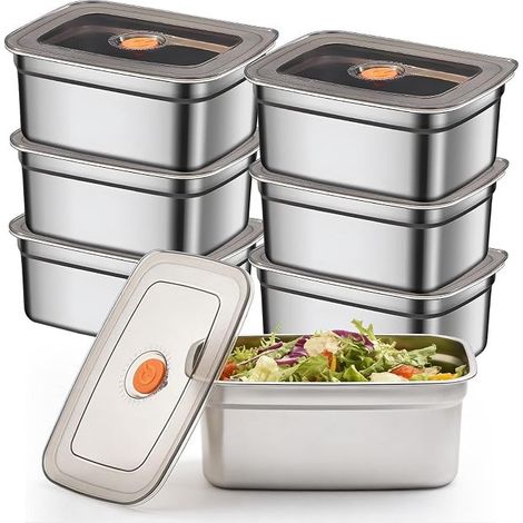 Stainless Steel Food Storage Boxes 1000 ml with Transparent Lid Fresh Deli Boxes Meal Prep Food Containers Sealed Food Boxes (1/5)