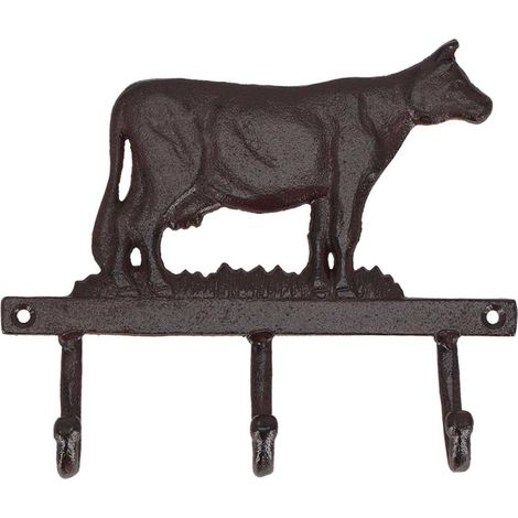 Esschert Design – Patère à 3 crochets Vache – Fonte, L 18,7 x P 4,5 x H 17,3 cm (1/3)