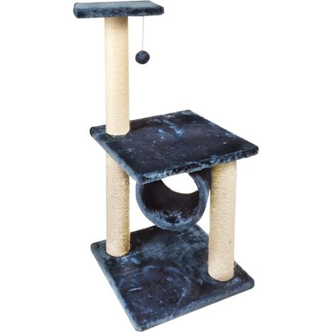 Arbre à Chat – Griffoir en sisal avec Tube de Jeu et Balle Suspendue – Structure sur Plusieurs Niveaux 51 x 51 x 86h – Couleur Bleu – Encourage Le Saut et l'escalade (1/4)