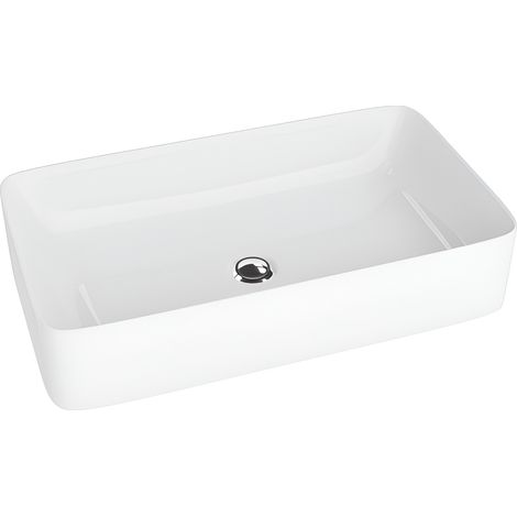 Vasque à poser LAVITA Vasque à poser élégante et compacteProduit en porcelaine de haute qualité rectangulaire 60,5x34x11 cm Blanc brillant (1/4)