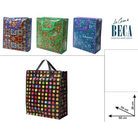Borsa per la spesa shopping riutilizzabile con cerniera stampata 55 cm