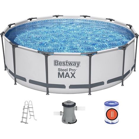 Trade Shop - RUNDER OBERFLÄCHENPOOL STEEL PRO MAX 366X100 CM 9150LT LEITERPUMPE 56418 - (1/5)
