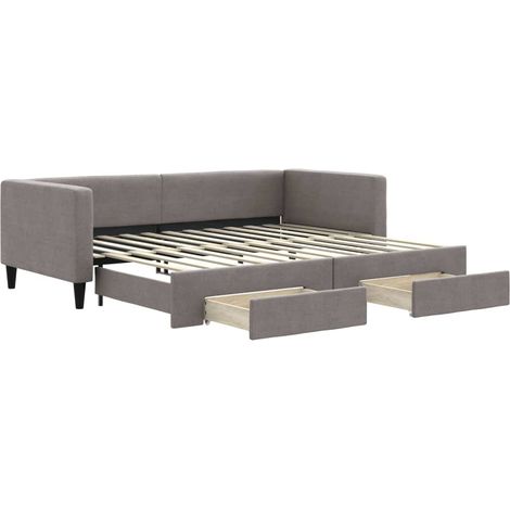 Maison Exclusive - Tagesbett Ausziehbar mit Schubladen Taupe 90x2