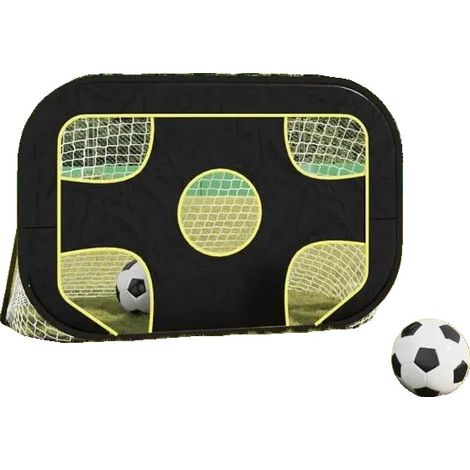 Portería de fútbol, ​​poliéster resistente, diseño compacto, negra. (1/2)