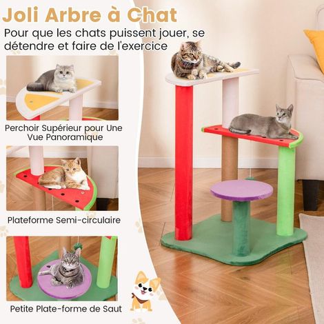 Design fruité et doux pour le repos et le jeu, arbre à chat avec perchoir et griffoir pour appartement (1/5)