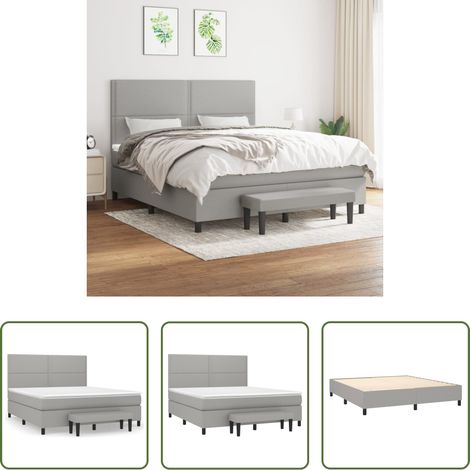 Matratze - Boxspringbett mit Matratze Hellgrau 180x200 cm Stoff (1/5)