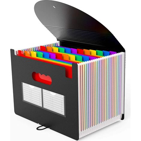 Chemise de classement, chemise à soufflets à 24 compartiments, chemise extensible au format A4, organiseur de documents portable, organiseur pour reçus/papiers/bons/factures/dossiers (1/5)