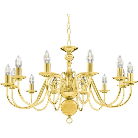 Goldener Kronleuchter 12 E14-Lampen
