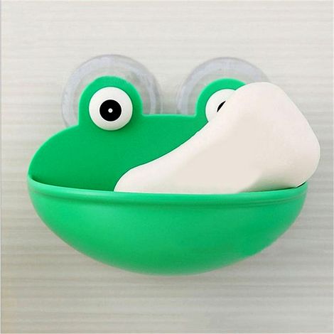 Wandseifenschale mit Froschmotiv und Saugnäpfen, weißes ABS, für Bad und Dusche (127 x 82 x 98 mm) – 1 Stück (1/5)