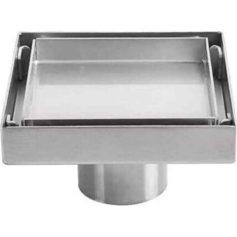 Siphon de sol invisible en acier inoxydable 304 drain de sol déodorant épaissi carré 1010cm (1/5)