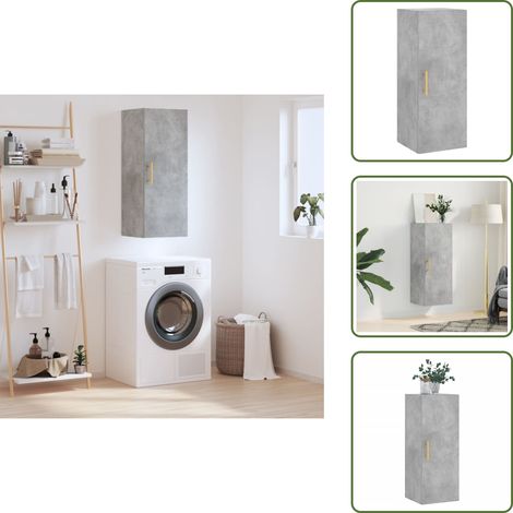 Armoire murale gris béton 34,5x34x90 cm - Meuble Mural - Armoire Murale - Rangement Mural - Armoire Grise - Meuble De Rangement (1/5)