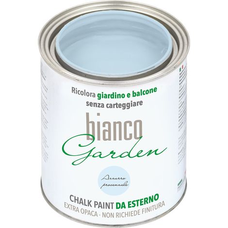 CHALK PAINT DA ESTERNO biancoGarden Azzurro Provenzale - Ricolora giardino e balcone SENZA CARTEGGIARE e SENZA FINITURA (1 Litro) (1/4)