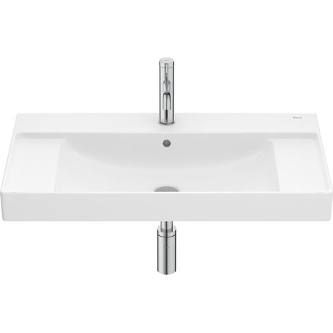 Lavabo mural Ona en Fineceramic centré avec jeu de fixations, 800x460 mm, blanc mat (1/2)
