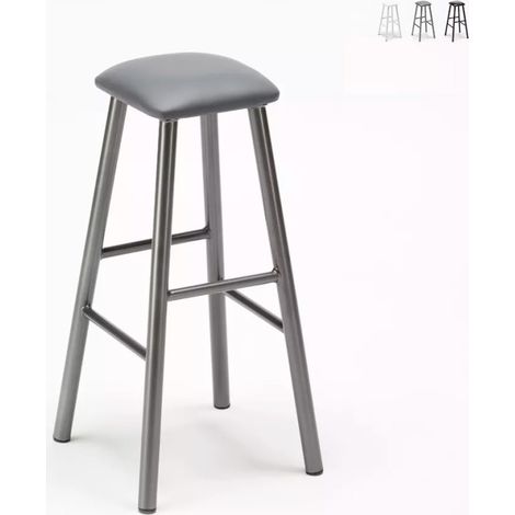 Sgabello industrial in metallo con cuscino in similpelle stile Hardness - Grigio