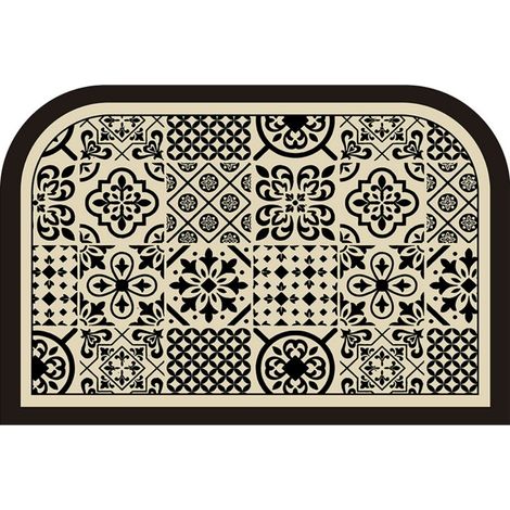 LAN Carreaux à motifs style rétro - grands angles arrondis 4060cm (terre de diatomées) Tapis de sol en terre de diatomées, tapis de bain, très absorbant, antidérapant (1/5)