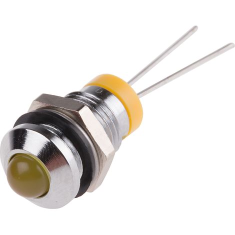 Voyant LED lumineux Jaune RS PRO, dia. 8mm, 2V c.c., IP67 ( Prix pour 1 )