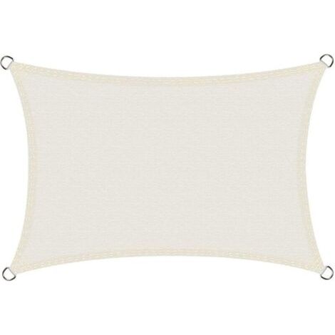 QORVA-Voile d'ombrage rectangulaire imperméable 3x4m, toile d'ombrage PES résistante à l'eau, protection durable contre les rayons UV à 98% pour terrasse extérieure, blanc cassé 3x4 (1/4)