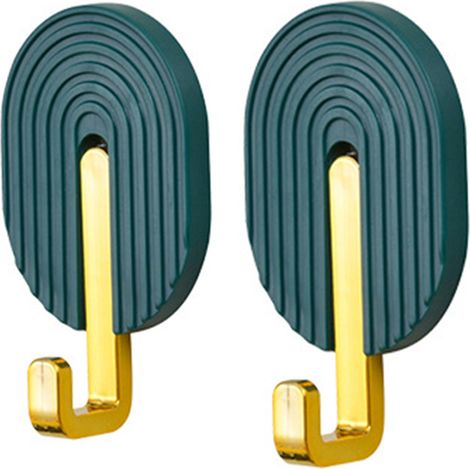 Ganchos autoadhesivos para baño y cocina – 2 adhesivos de pared, fuerte adhesión, alta capacidad de carga, no requiere perforación, ABS verde oscuro, 8,6 x 5,2 cm (1/5)