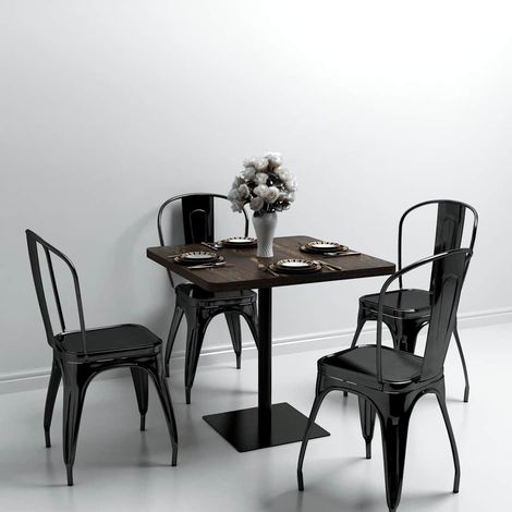 vidaXL Table de bistro MDF et acier Carré 80 x 80 x 75 cm Frêne foncé (1/5)