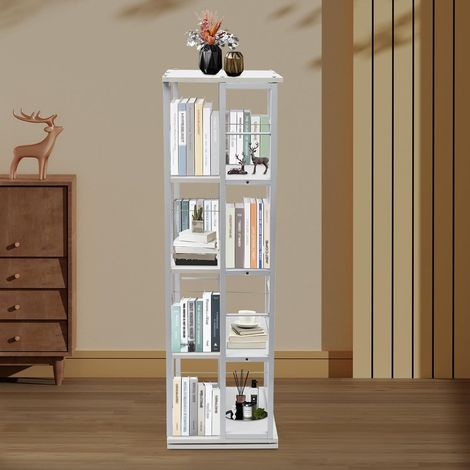 Étagère d'angle pivotante de 4 étages pour chambre à coucher, salon, bureau, étagère de placement de structure ouverte, peut supporter 15kg, 40 x 40 x 134 cm (1/5)