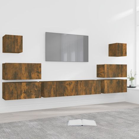 Teenpull – 8-tlg. TV-Schrank-Set Räuchereiche Holzwerkstoff (1/5)