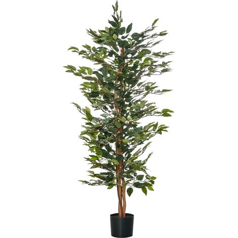 Plante artificielle Ficus 150 cm hauteur pot inclus déco intérieur extérieur réaliste, vert