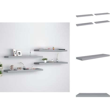 Schwebende Wandregale 4 Stk. Grau 90x23,5x3,8cm MDF - Wandregal - Schwebende Regale - Grau - Wohnraumdeko - Waben-MDF (1/5)