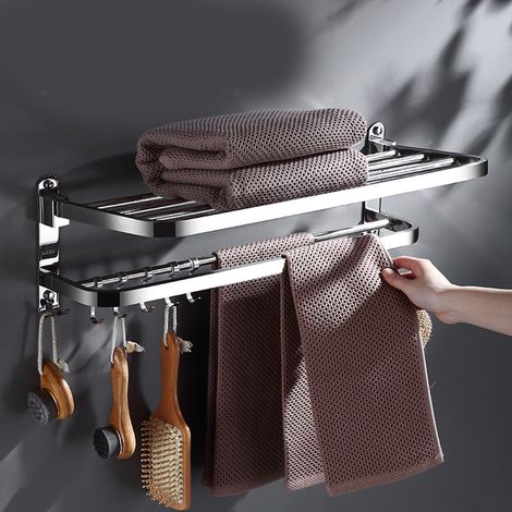 Porte-serviettes mural INOX 304, multifonctionnel et déployable, dimensions 40x23x18cm (1/5)