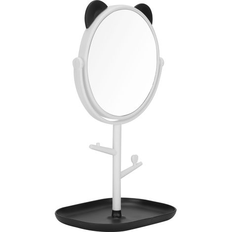Miroir cosmétique avec plateau de rangement, oreilles de chat, miroir de courtoisie réglable avec petit support pour maquillage, noir (1/5)