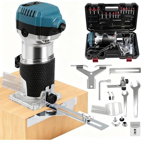 One Hand Router Bit Wood Burr 1000W Multi-Function Burr + Hard Metal Router Bit 15pcs 1/4" 1pc 8mm 30000RPM (1/5)