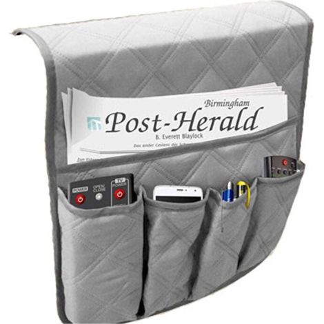 Organizador de reposabrazos de sofá, bolsillo antideslizante para reposabrazos de sofá, bolsa de almacenamiento de tela para teléfonos móviles, gafas, control remoto de TV, bolsa para ahorrar espacio (1/5)
