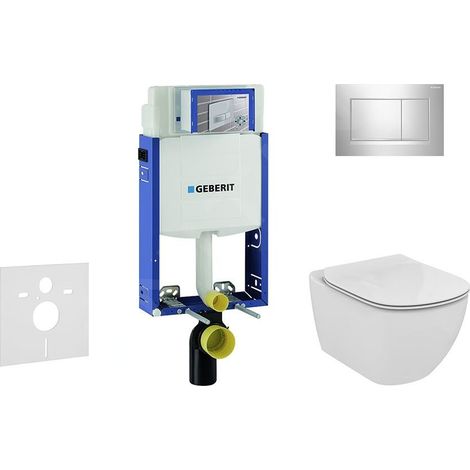 Geberit Kombifix - Bâti-support pour WC suspendu avec plaque de déclenchement Sigma 30, chrome brillant/chrome mat + Ideal (1/5)