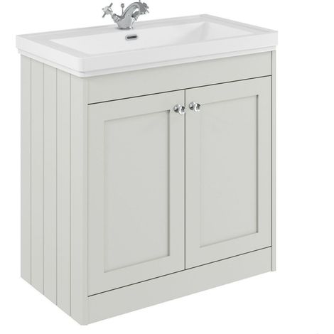Balterley Butterton 800mm Floor Standing 2 Door Unit with Classic Basin 1 Tap Hole - Satin White
