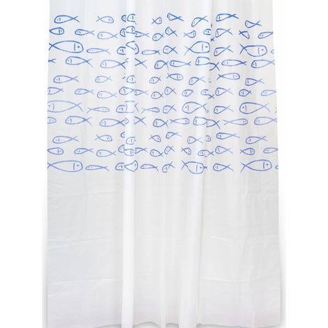 Tenda impermeabile doccia vasca in peva fantasia pesci h 200 con ganci mod. Maui 240 cm