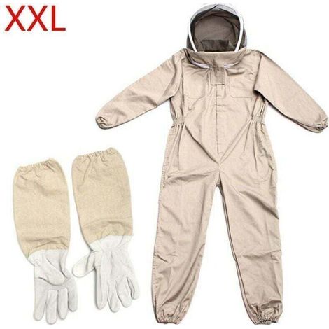 Ulisem Combinaison d'apiculture - Vêtements d'apiculture - Protection intégrale - Gants pour débutants - Marron - Taille XXL